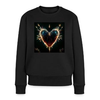 Herz Love Abstract Collection 22 - Frauen Premium Bio Pullover - Schwarz - Vorne - Julia (174cm)