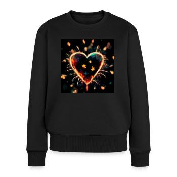 Herz Love Abstract Collection 25 - Frauen Premium Bio Pullover - Schwarz - Vorne - Julia (174cm)