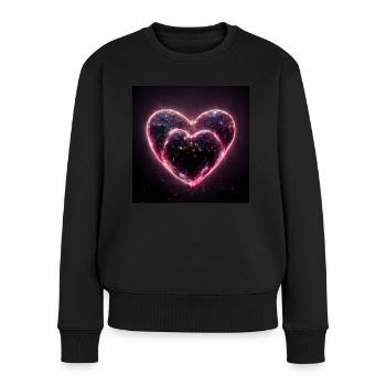 Herz Love Abstract Collection 32 - Frauen Premium Bio Pullover - Schwarz - Vorne - Julia (174cm)