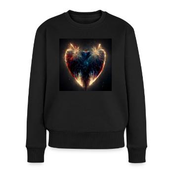 Herz Love Abstract Collection 20 - Frauen Premium Bio Pullover - Schwarz - Vorne - Julia (174cm)