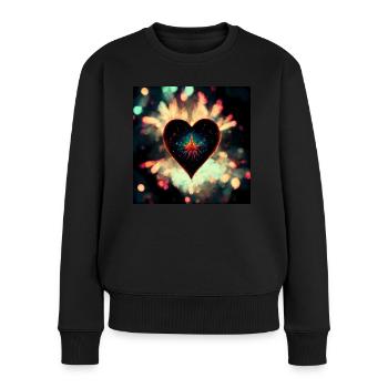 Herz Love Abstract Collection 24 - Frauen Premium Bio Pullover - Schwarz - Vorne - Julia (174cm)