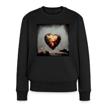 Herz Love Abstract Collection 29 - Frauen Premium Bio Pullover - Schwarz - Vorne - Julia (174cm)