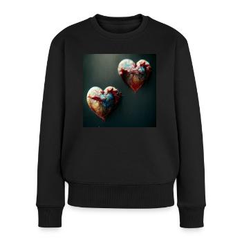 Herz Love Abstract Collection 40 - Frauen Premium Bio Pullover - Schwarz - Vorne - Julia (174cm)