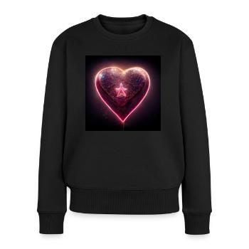 Herz Love Abstract Collection 33 - Frauen Premium Bio Pullover - Schwarz - Vorne - Julia (174cm)