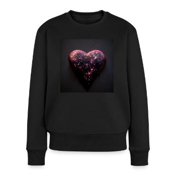 Herz Love Abstract Collection 35 - Frauen Premium Bio Pullover - Schwarz - Vorne - Julia (174cm)