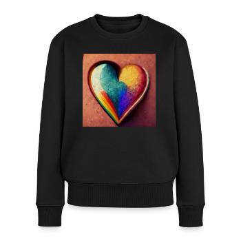 Herz Love Abstract Collection 39 - Frauen Premium Bio Pullover - Schwarz - Vorne - Julia (174cm)