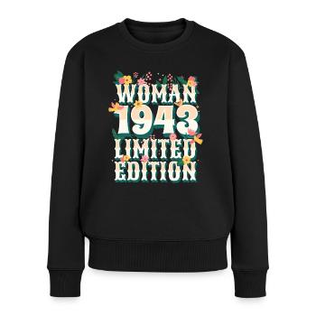 Birthday Woman born in 1943 Woman 80 years - Women's Premium Organic Jumper - black - Front - Julia (174cm)