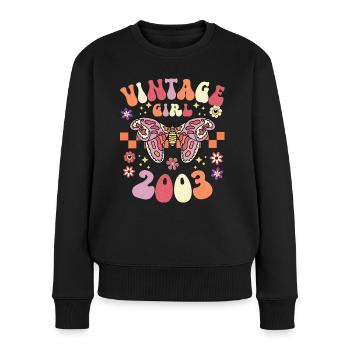 Groovy und Retro 2003 Frau 20 Jahre Jubiläum - Frauen Premium Bio Pullover - Schwarz - Vorne - Julia (174cm)