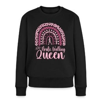 Nordic-Walking-Frau Königin des Nordic Walking - Frauen Premium Bio Pullover - Schwarz - Vorne - Julia (174cm)