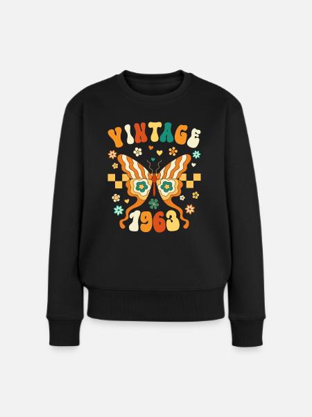 Retro Groovy 1963 Frau 60 Jahre Jubiläum - Frauen Premium Bio Pullover - Schwarz