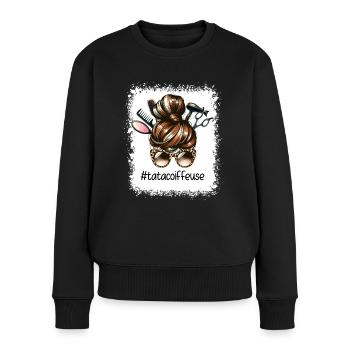 Dutt Tante Friseur Super Tante Friseur - Frauen Premium Bio Pullover - Schwarz - Vorne - Julia (174cm)