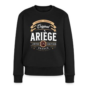 Vintage Ariège Département France - Pull Premium bio Femme - noir - Devant - Julia (174cm)