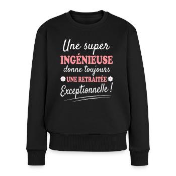 Exceptionnelle Ingénieuse Retraitée - Pull Premium bio Femme - noir - Devant - Julia (174cm)