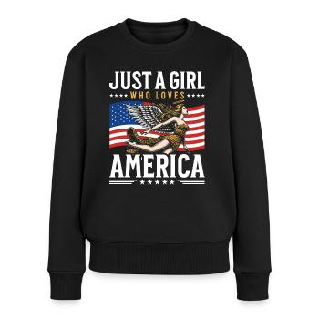 Fille Amérique Indépendance 4 Juillet - Pull Premium bio Femme - noir - Devant - Julia (174cm)