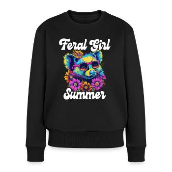 Mädchen Sommerblumen Liebt Opossums Frau - Frauen Premium Bio Pullover - Schwarz - Vorne - Julia (174cm)