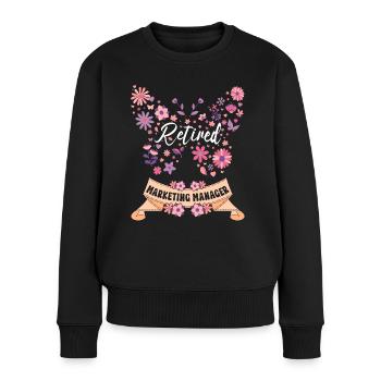 Retraitée Femme Responsable Marketing Retraite - Pull Premium bio Femme - noir - Devant - Julia (174cm)