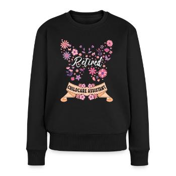 Retraitée Femme Assistante Maternelle Retraite - Pull Premium bio Femme - noir - Devant - Julia (174cm)