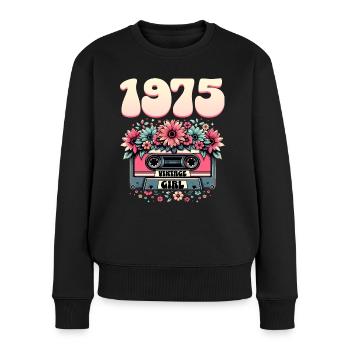 Cassette 1975 Anniversaire Femme 50 Ans - Pull Premium bio Femme - noir - Devant - Julia (174cm)