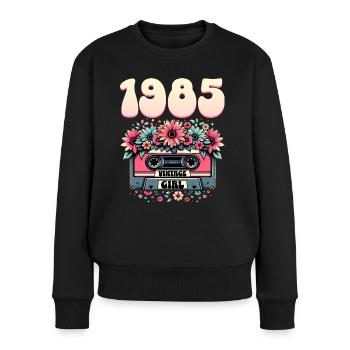 1985 Jubiläumskassette Frau 40 Jahre - Frauen Premium Bio Pullover - Schwarz - Vorne - Julia (174cm)