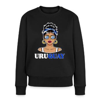 Drapeau Uruguay Femme Uruguayenne - Pull Premium bio Femme - noir - Devant - Julia (174cm)