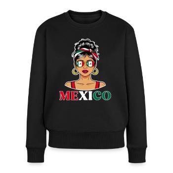 Mexiko Flagge Mexikanisch Frauen - Frauen Premium Bio Pullover - Schwarz - Vorne - Julia (174cm)