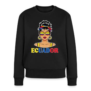Drapeau Équateur Femme Équatorienne - Pull Premium bio Femme - noir - Devant - Julia (174cm)