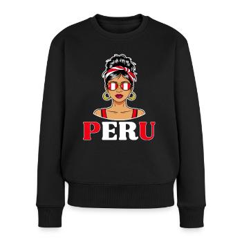 Drapeau Pérou Femme Péruvienne - Pull Premium bio Femme - noir - Devant - Julia (174cm)