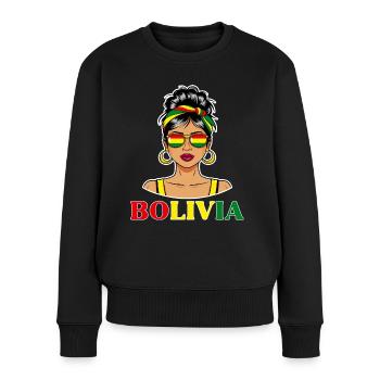 Drapeau Bolivie Femme Bolivienne - Pull Premium bio Femme - noir - Devant - Julia (174cm)