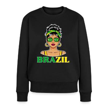Brasilien Flagge Brasilianische Frauen - Frauen Premium Bio Pullover - Schwarz - Vorne - Julia (174cm)