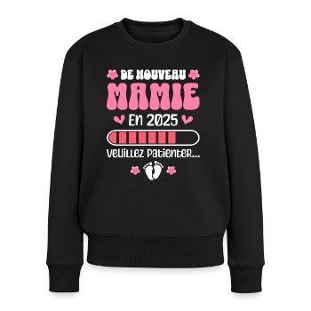 Grossesse Grand Mère Encore Mamie 2025 - Pull Premium bio Femme - noir - Devant - Julia (174cm)