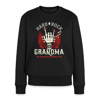 Vintage Rock Mom Rocker - Frauen Premium Bio Pullover - Schwarz - Vorne - Julia (174cm)