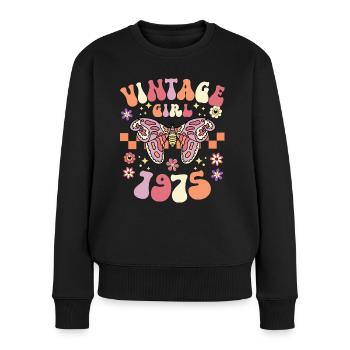 Retro Femme 50 Ans Anniversaire 1975 - Pull Premium bio Femme - noir - Devant - Julia (174cm)