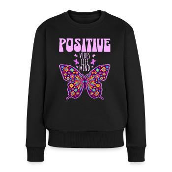 Papillon Slogan Femme Positive - Pull Premium bio Femme - noir - Devant - Julia (174cm)
