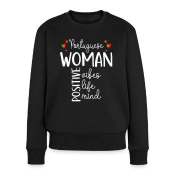 Positive Girl Portuguese Woman - Women's Premium Organic Jumper - black - Front - Julia (174cm)