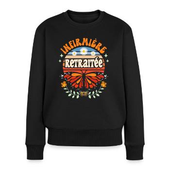 Retro Cadeau Retraite Infirmière - Pull Premium bio Femme - noir - Devant - Julia (174cm)