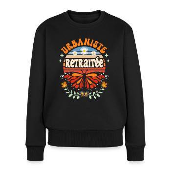 Retro Cadeau Retraite Urbaniste - Pull Premium bio Femme - noir - Devant - Julia (174cm)
