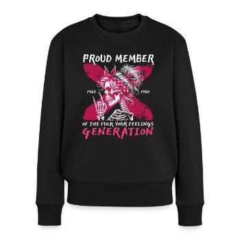 Frau Totenkopf Humor Generation X - Frauen Premium Bio Pullover - Schwarz - Vorne - Julia (174cm)