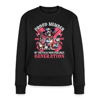 Katze Frau Humor Generation X - Frauen Premium Bio Pullover - Schwarz - Vorne - Julia (174cm)