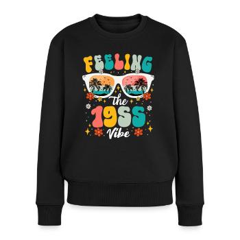 70 Jahre Frau 1955 70 Jahre Jubiläum - Frauen Premium Bio Pullover - Schwarz - Vorne - Julia (174cm)