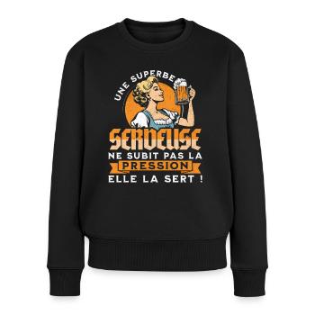 Bière Bar Barwoman Serveuse Humour - Pull Premium bio Femme - noir - Devant - Julia (174cm)