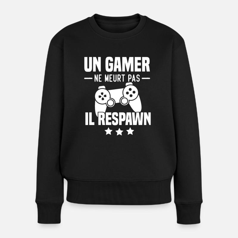 Un gamer ne meurt pas il respawn - Pull Premium bio Femme - noir