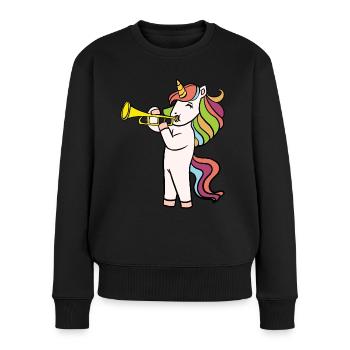 Cool trumpet colorful unicorn unicorn girl - Women's Premium Organic Jumper - black - Front - Julia (174cm)