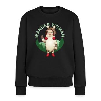 Wandern Wanderin Wanderung Alpaka - Frauen Premium Bio Pullover - Schwarz - Vorne - Julia (174cm)