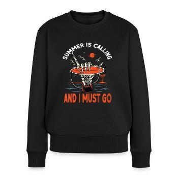 Summer is coming and i must go. Surfen Skelett - Frauen Premium Bio Pullover - Schwarz - Vorne - Julia (174cm)