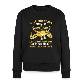 Kronengecko Crested Gecko Doppelfingergecko - Frauen Premium Bio Pullover - Schwarz - Vorne - Julia (174cm)
