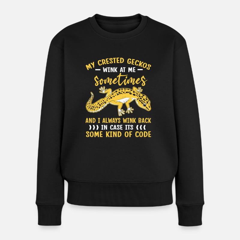 Kronengecko Crested Gecko Doppelfingergecko - Frauen Premium Bio Pullover - Schwarz
