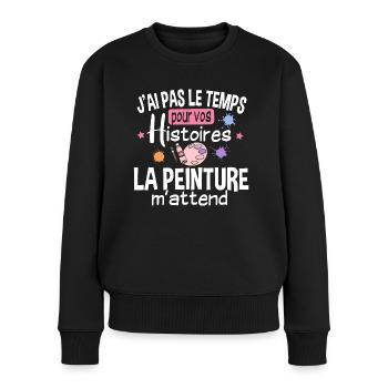Peintre Peinture Artiste Humour Métier Cadeau Art - Pull Premium bio Femme - noir - Devant - Julia (174cm)