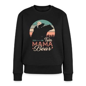 Zwilling Mama Bär Geschenk T-Shirt Mama Zwillinge - Frauen Premium Bio Pullover - Schwarz - Vorne - Julia (174cm)