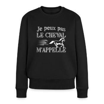 Je peux pas j ai cheval - Pull Premium bio Femme - noir - Devant - Julia (174cm)