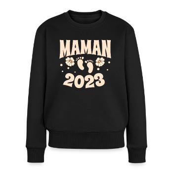 Grossesse Femme Enceinte - Future Maman 2023 - Pull Premium bio Femme - noir - Devant - Julia (174cm)